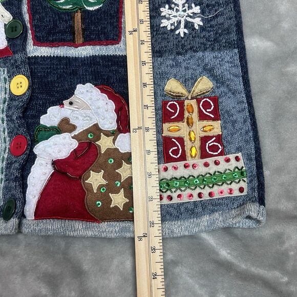 Vtg Tiara International Christmas Sweater Women Button Cardigan holiday party - Picture 12 of 13